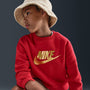Sudadera de cuello redondo para niños talla grande Nike Sportswear Club Fleece – Rojo universitario/Oro metalizado – vista 3