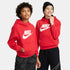 Sudadera con gorro para niños talla grande Nike Sportswear Club Fleece – Rojo universitario/Blanco – vista 1