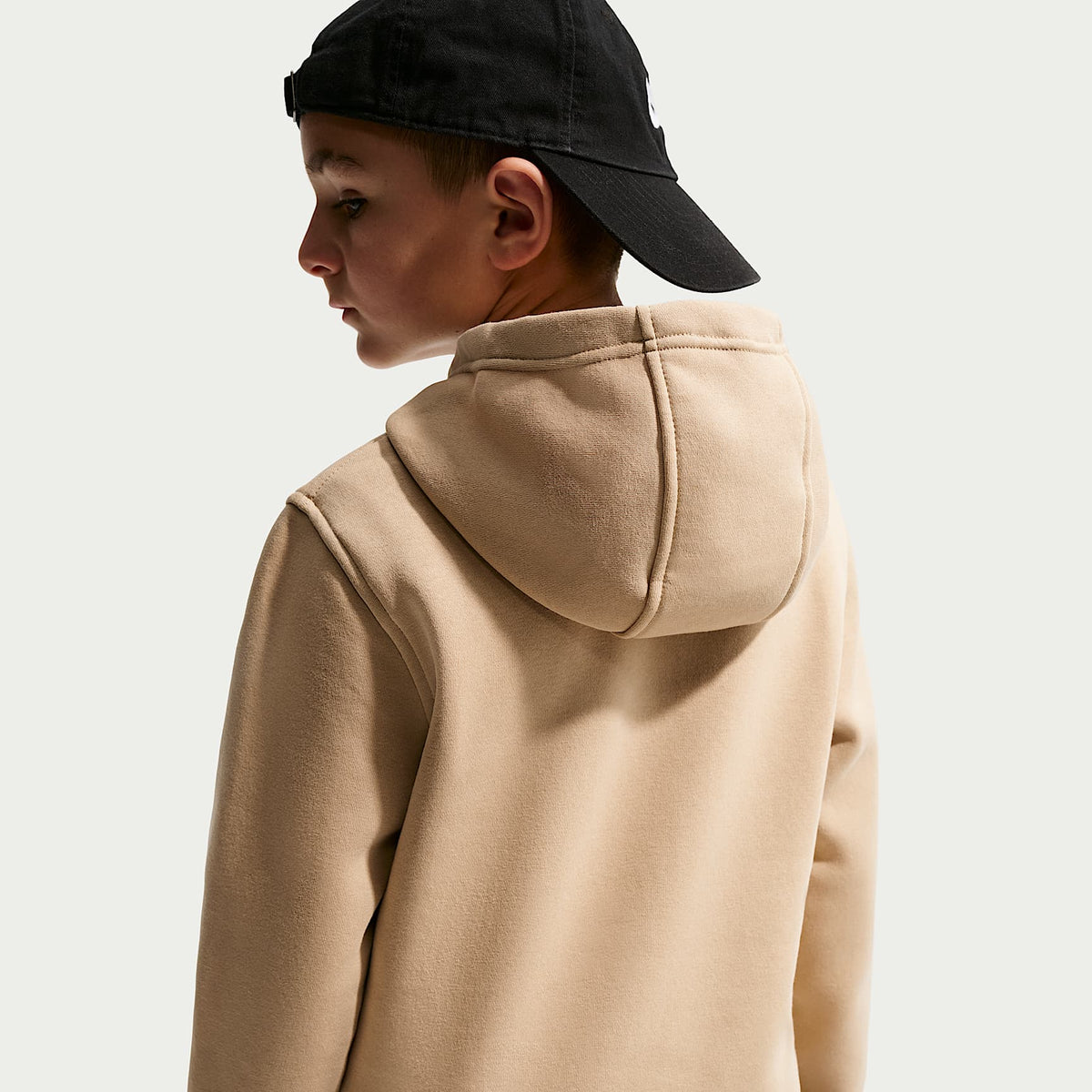 Sudadera con gorro sin cierre para niños talla grande Nike Sportswear Club Fleece – Lino/Blanco – vista 5