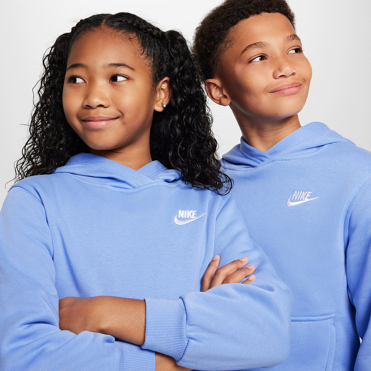 Sudadera con gorro sin cierre para niños talla grande Nike Sportswear Club Fleece – Royal pulso/Blanco – vista 3