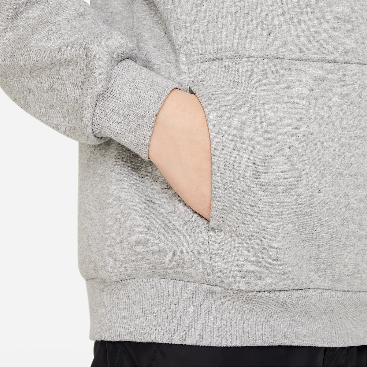 Sudadera con gorro sin cierre para niños talla grande Nike Sportswear Club Fleece – Gris oscuro jaspeado/Blanco – vista 4