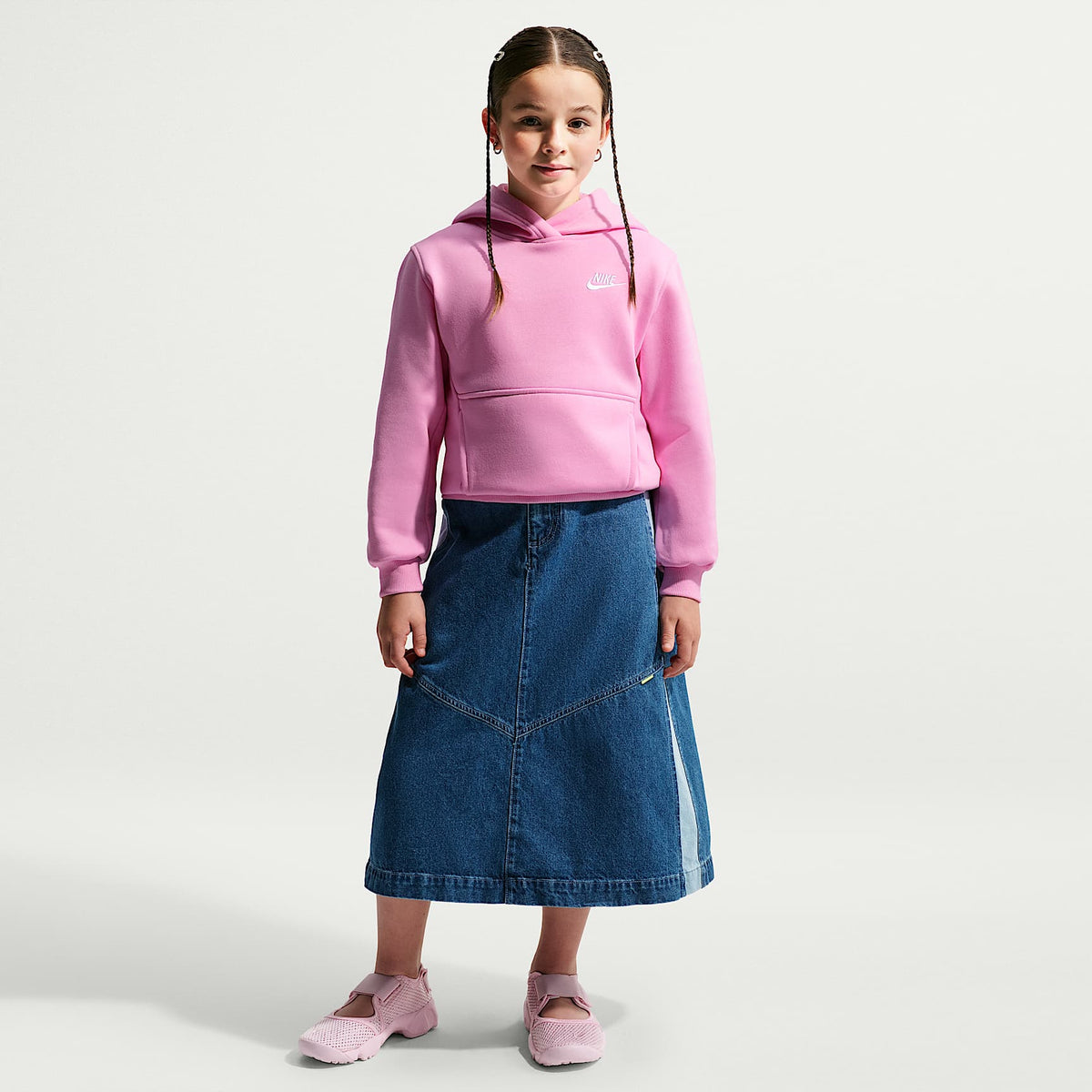 Sudadera con gorro sin cierre para niños talla grande Nike Sportswear Club Fleece – Rosa amanecer/Blanco – vista 6