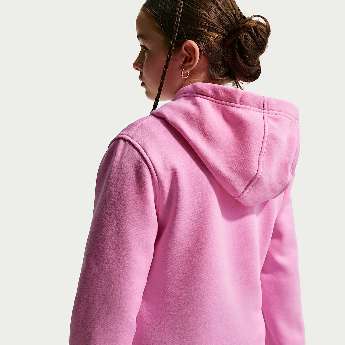 Sudadera con gorro sin cierre para niños talla grande Nike Sportswear Club Fleece – Rosa amanecer/Blanco – vista 4