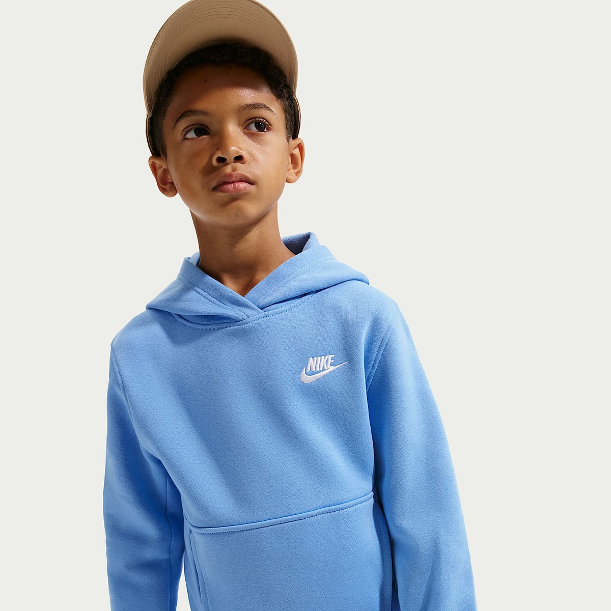Sudadera con gorro sin cierre para niños talla grande Nike Sportswear Club Fleece – Azul universitario/Blanco – vista 3