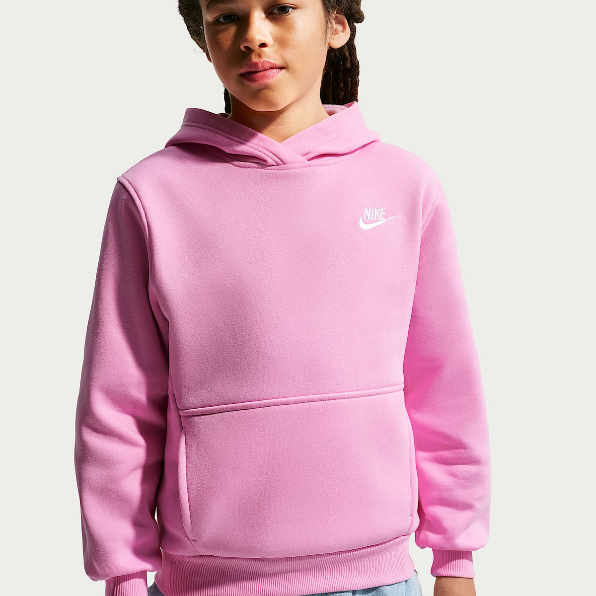 Sudadera con gorro sin cierre para niños talla grande Nike Sportswear Club Fleece – Rosa amanecer/Blanco – vista 3