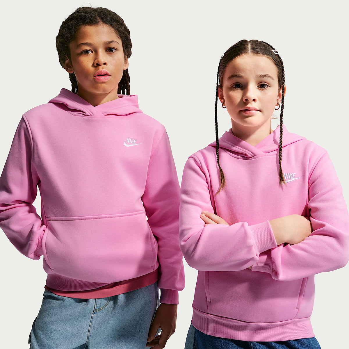 Sudadera con gorro sin cierre para niños talla grande Nike Sportswear Club Fleece – Rosa amanecer/Blanco – vista 1