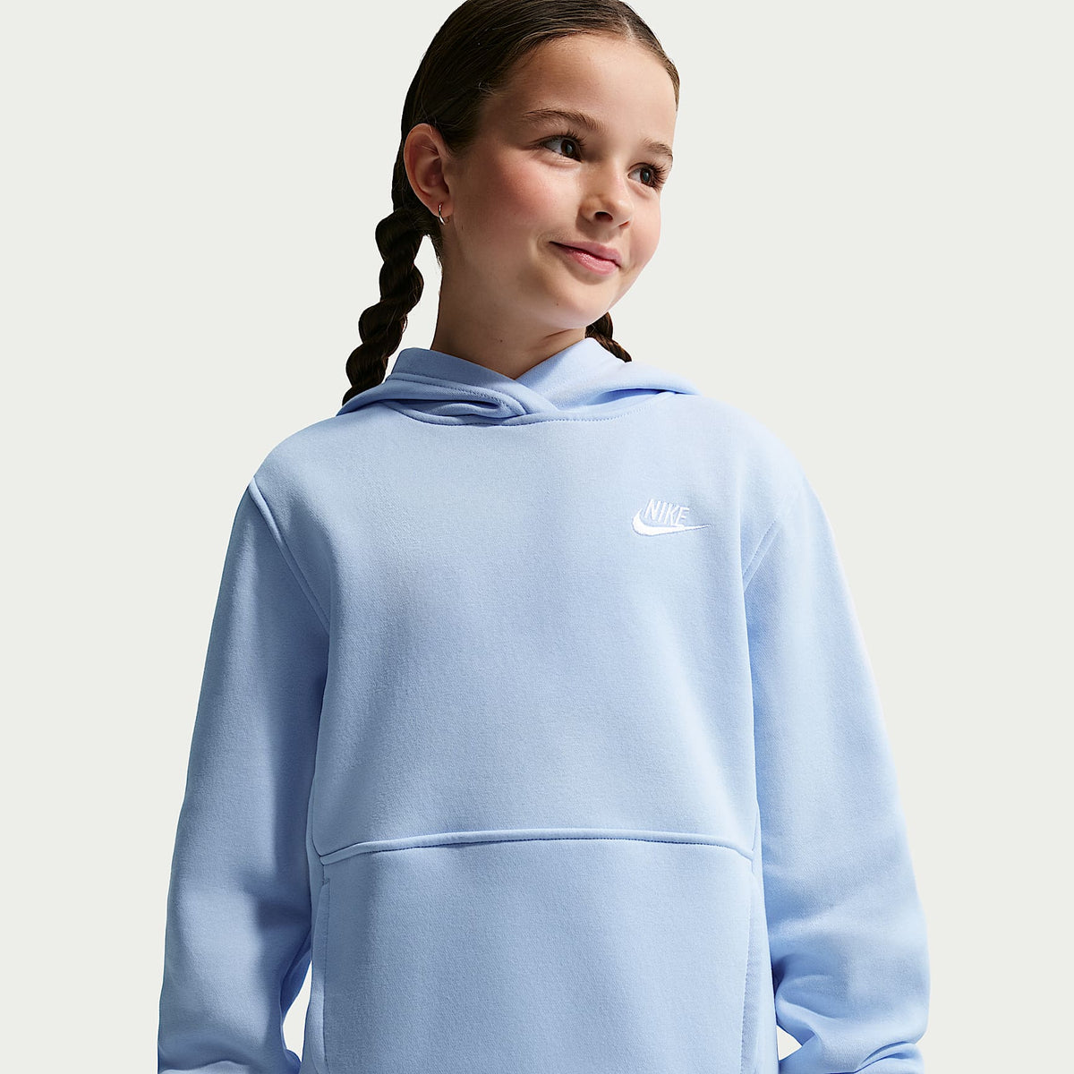 Sudadera con gorro sin cierre para niños talla grande Nike Sportswear Club Fleece – Azul hidrógeno/Blanco – vista 2