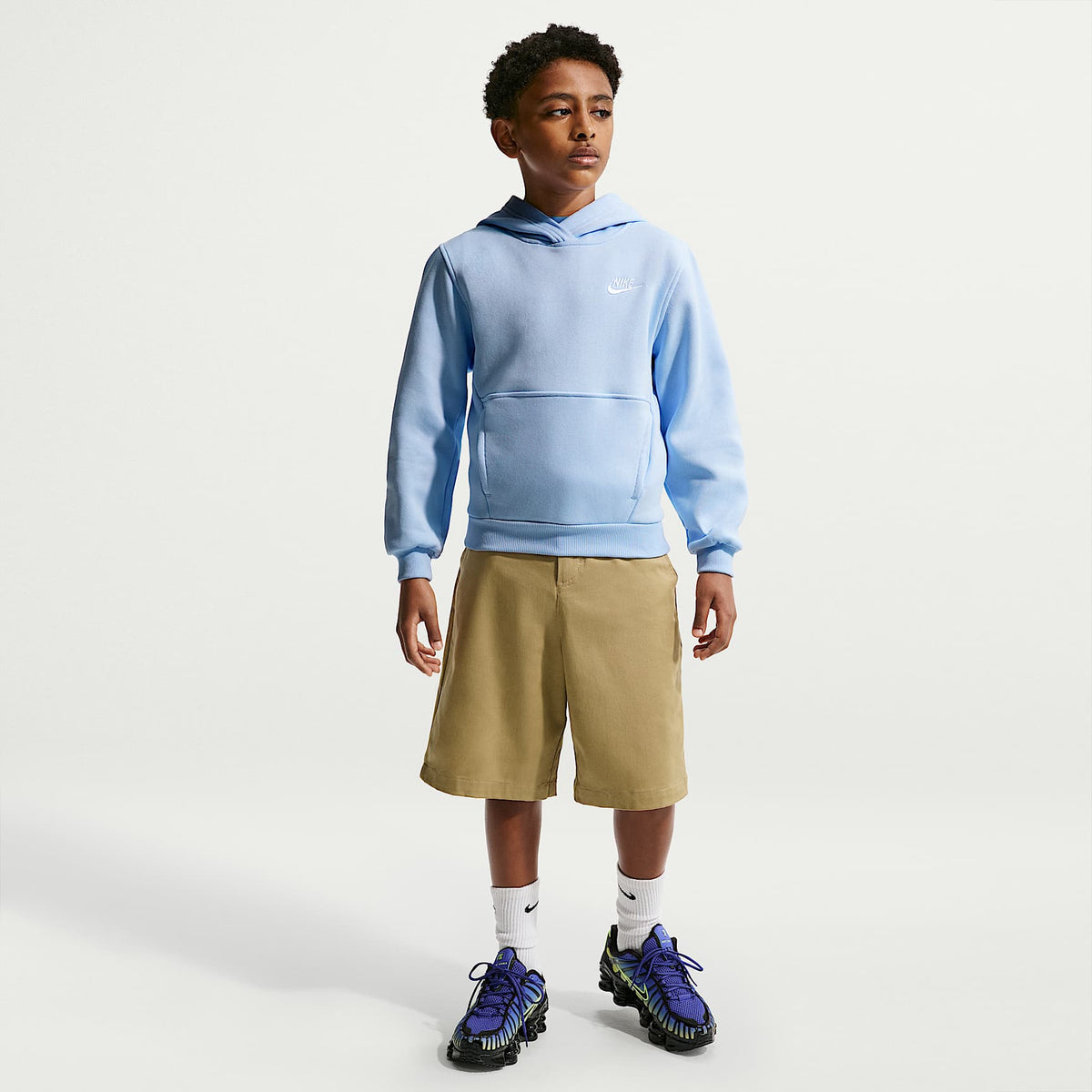 Sudadera con gorro sin cierre para niños talla grande Nike Sportswear Club Fleece – Azul hidrógeno/Blanco – vista 7
