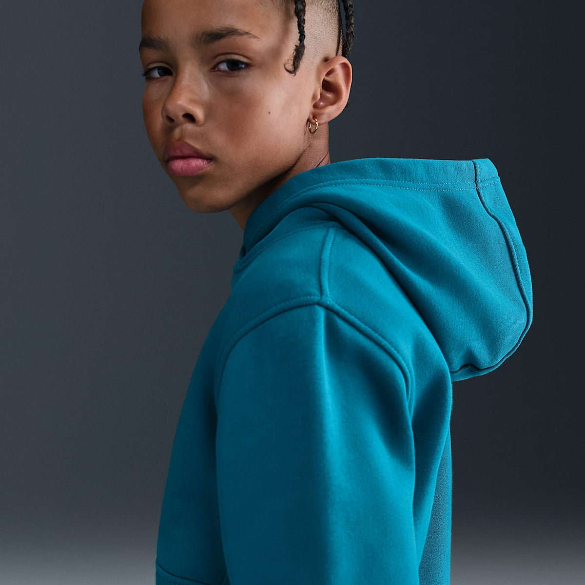 Sudadera con gorro sin cierre para niños talla grande Nike Sportswear Club Fleece – Verde abismo/Blanco – vista 5