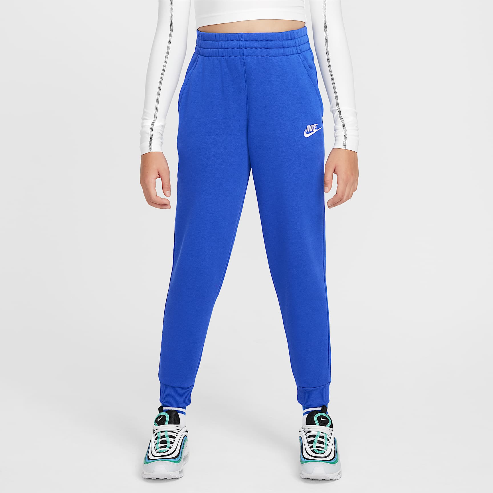Joggers Nike Sportswear Club Fleece para niños talla grande – Royal juego/Blanco – vista 1