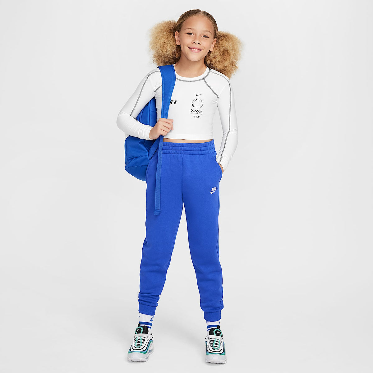 Joggers Nike Sportswear Club Fleece para niños talla grande – Royal juego/Blanco – vista 6