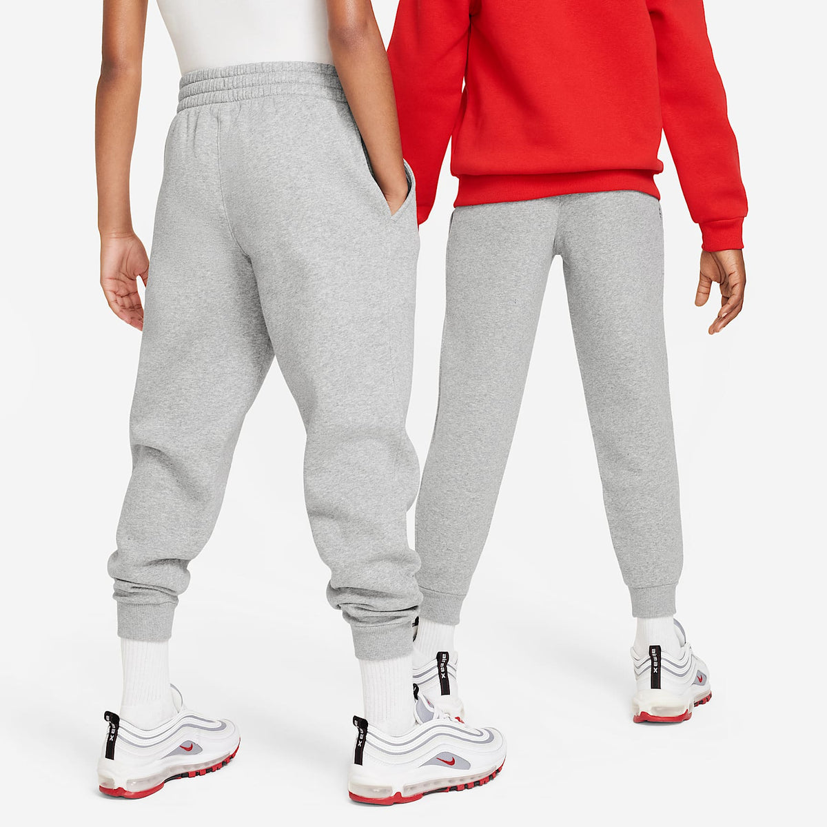 Joggers Nike Sportswear Club Fleece para niños talla grande – Gris oscuro jaspeado/Gris básico/Blanco – vista 2