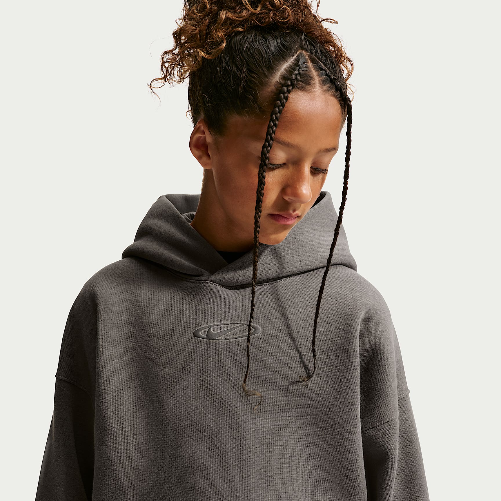 Sudadera con gorro oversized para niños talla grande Nike Sportswear Club Fleece – Cueva/Gris partícula/Cueva – vista 2