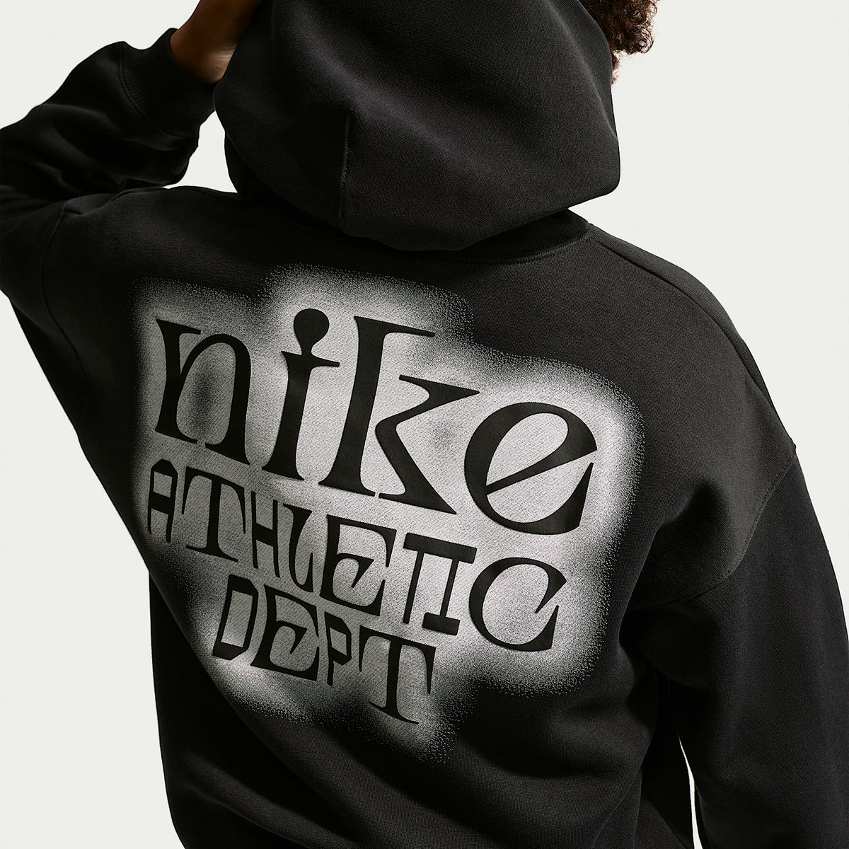 Sudadera con gorro oversized para niños talla grande Nike Sportswear Club Fleece – Negro/Blanco/Negro – vista 5