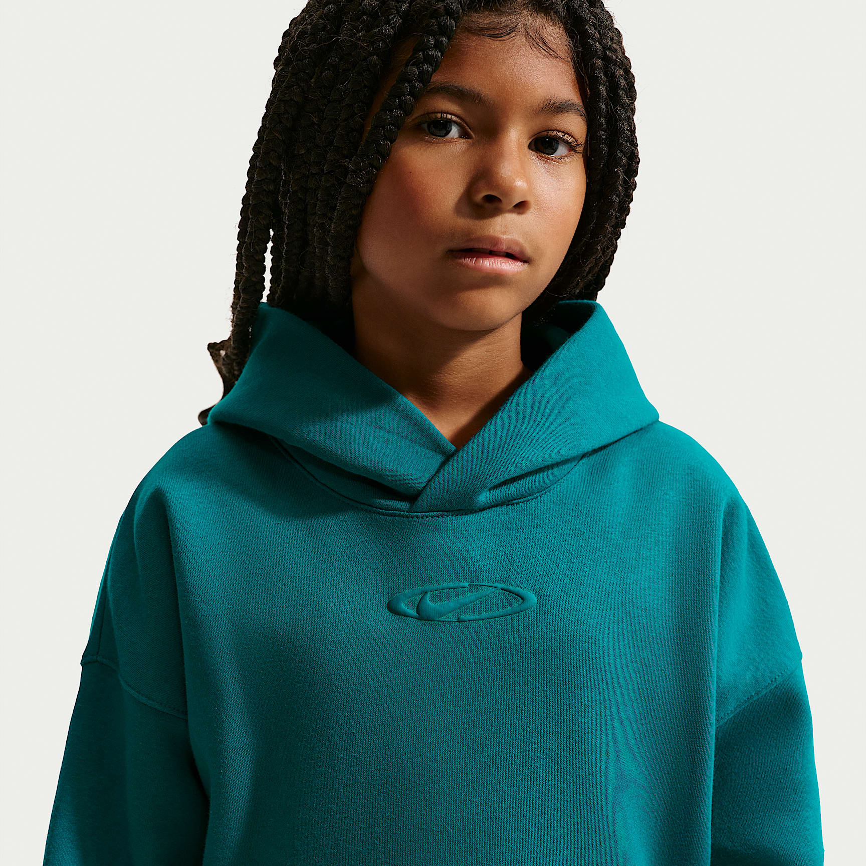 Sudadera con gorro oversized para niños talla grande Nike Sportswear Club Fleece – Abeto brillante/Energía/Abeto brillante – vista 2