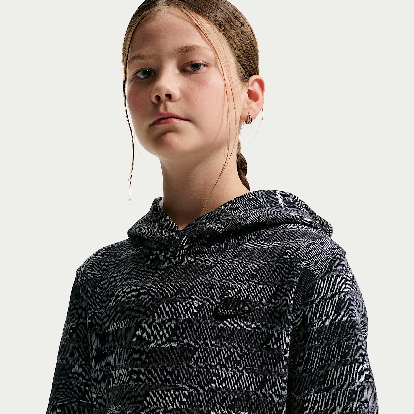 Sudadera con gorro sin cierre para niños talla grande Nike Sportswear Club Fleece – Negro/Negro/Negro – vista 2