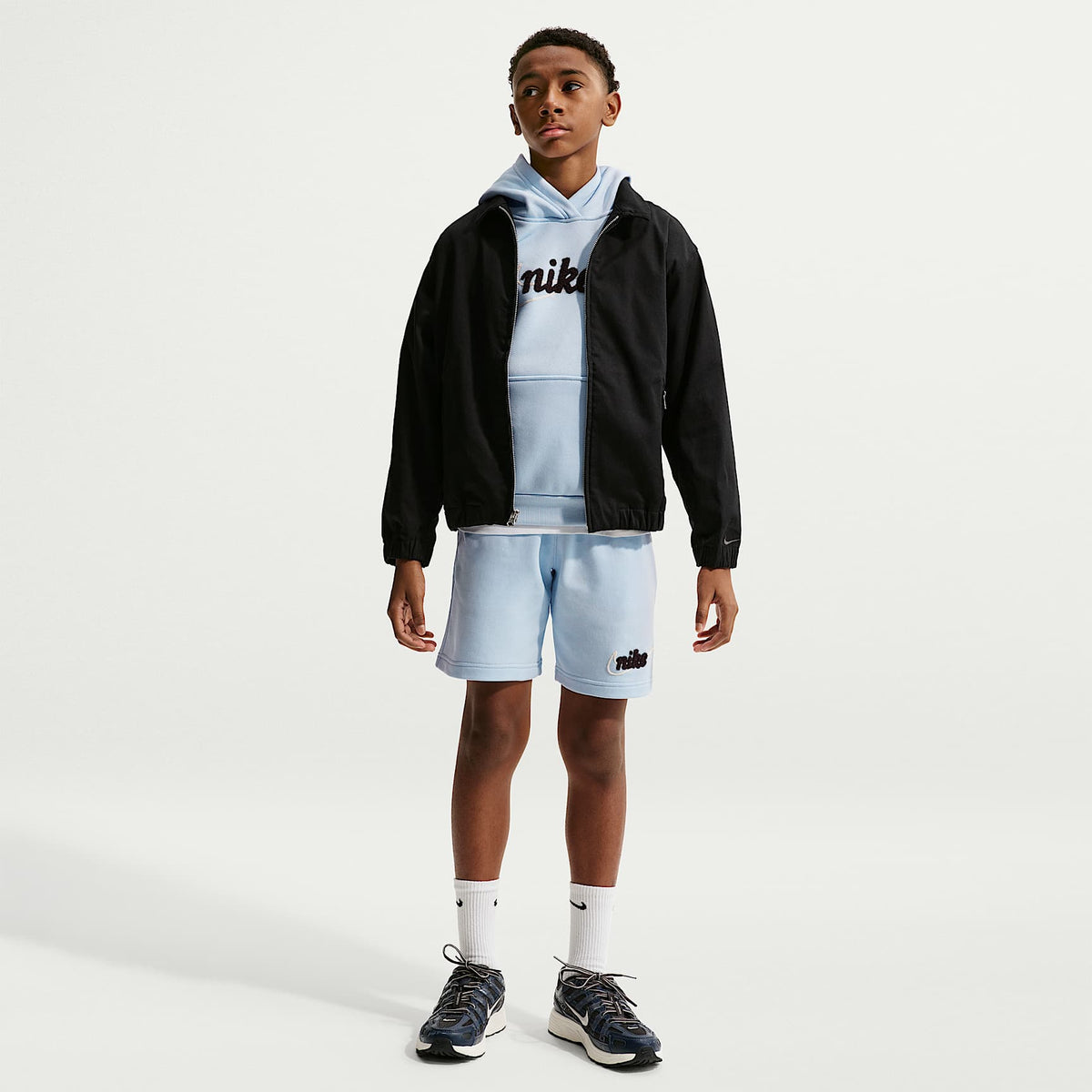 Shorts de French Terry para niños talla grande Nike Sportswear Club – Azul hidrógeno/Vela/Antracita – vista 1