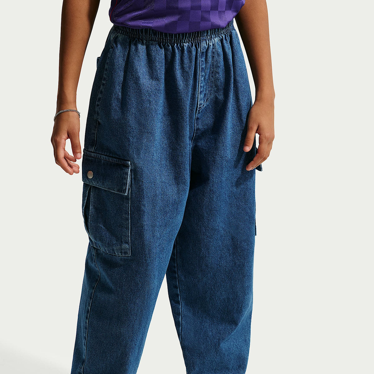 Pants cargo de denim para niños talla grande Nike Sportswear Collection – Azul marino místico/Azul marino místico/Tormenta del Egeo/Azul de la costa – vista 3