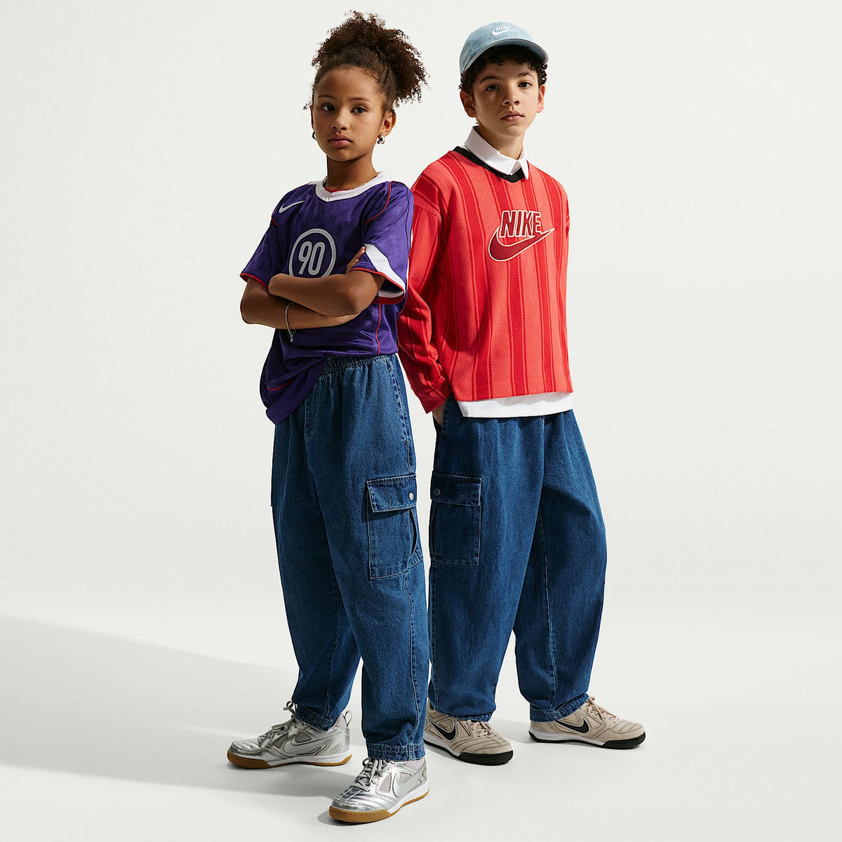 Pants cargo de denim para niños talla grande Nike Sportswear Collection – Azul marino místico/Azul marino místico/Tormenta del Egeo/Azul de la costa – vista 1