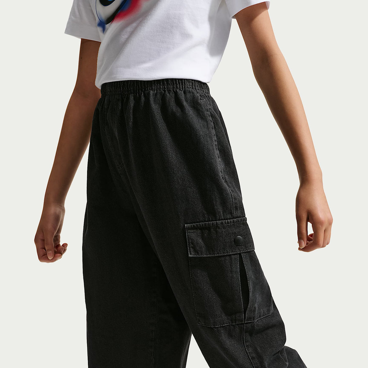Pants cargo de denim para niños talla grande Nike Sportswear Collection – Negro/Antracita/Antracita/Antracita – vista 3