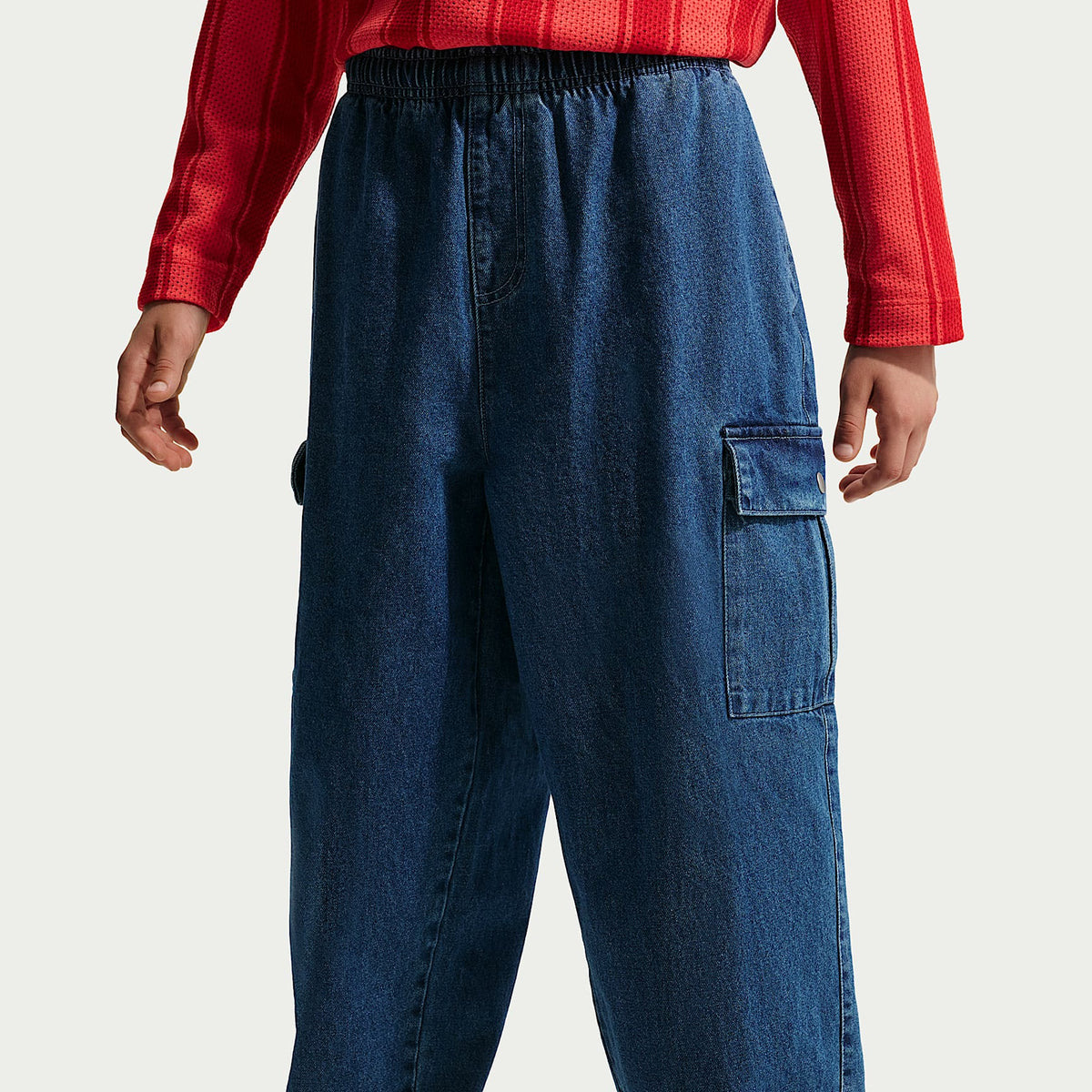 Pants cargo de denim para niños talla grande Nike Sportswear Collection – Azul marino místico/Azul marino místico/Tormenta del Egeo/Azul de la costa – vista 2