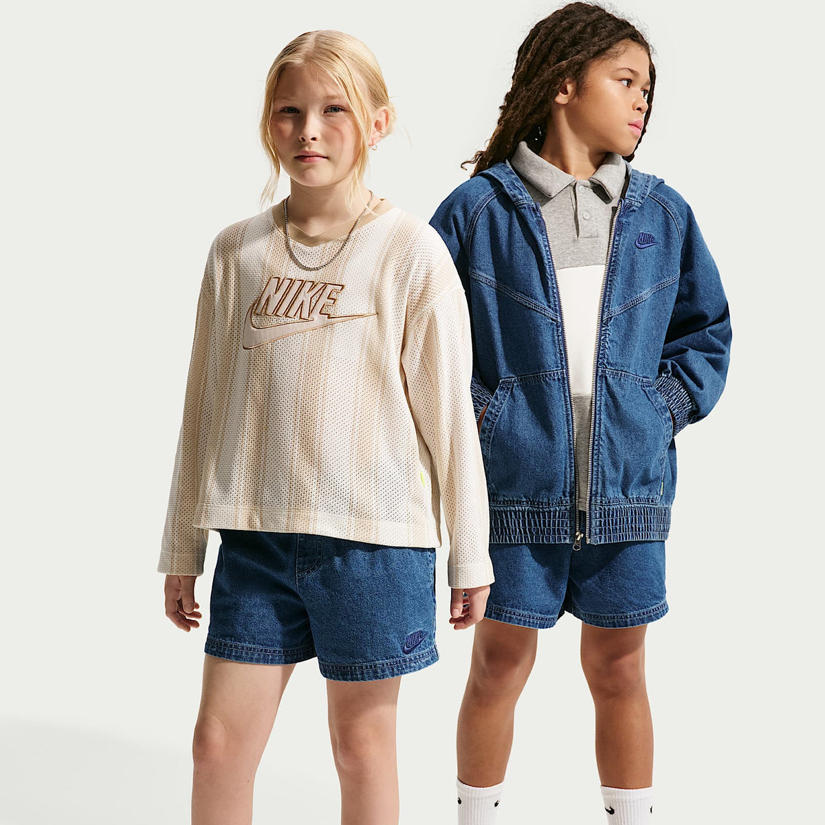 Shorts de demin para niños talla grande Nike Sportswear Collection – Azul marino místico/Azul marino místico/Tormenta del Egeo/Azul de la costa – vista 1