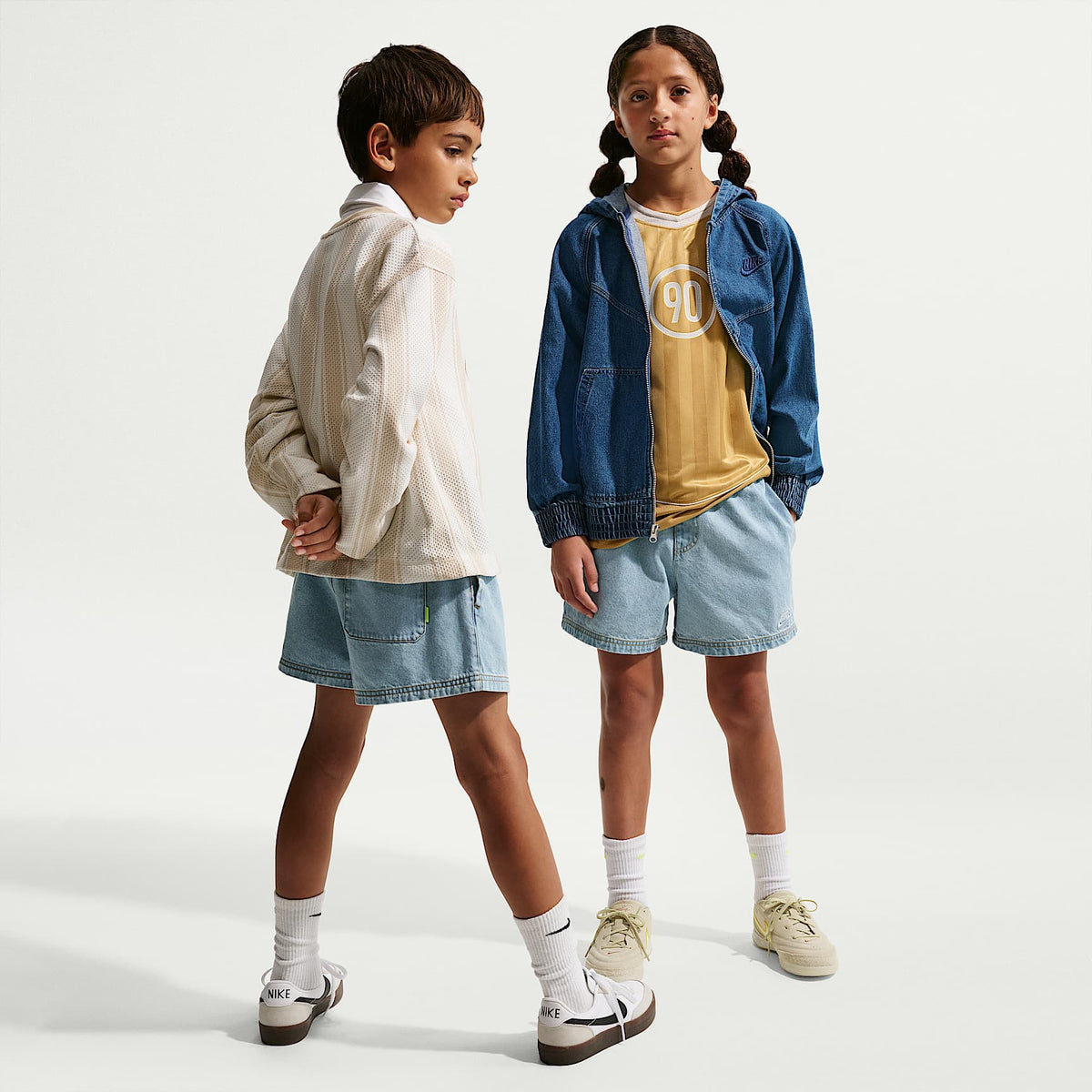Shorts de demin para niños talla grande Nike Sportswear Collection – Azul militar claro/Azul militar claro/Trigo/Azul militar claro – vista 1