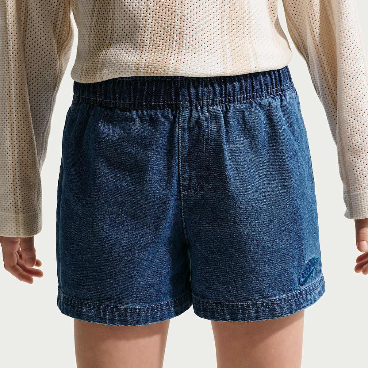 Shorts de demin para niños talla grande Nike Sportswear Collection – Azul marino místico/Azul marino místico/Tormenta del Egeo/Azul de la costa – vista 3