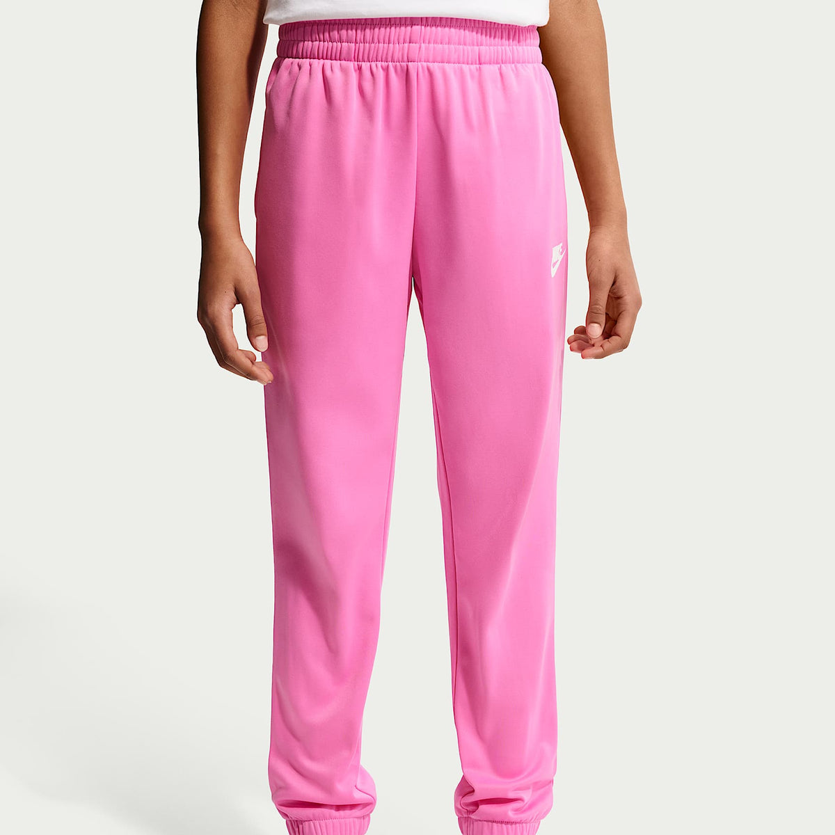 Conjunto deportivo Dri-FIT para niños talla grande Nike Sportswear – Rosa alegre/Rosa amanecer/Blanco – vista 4
