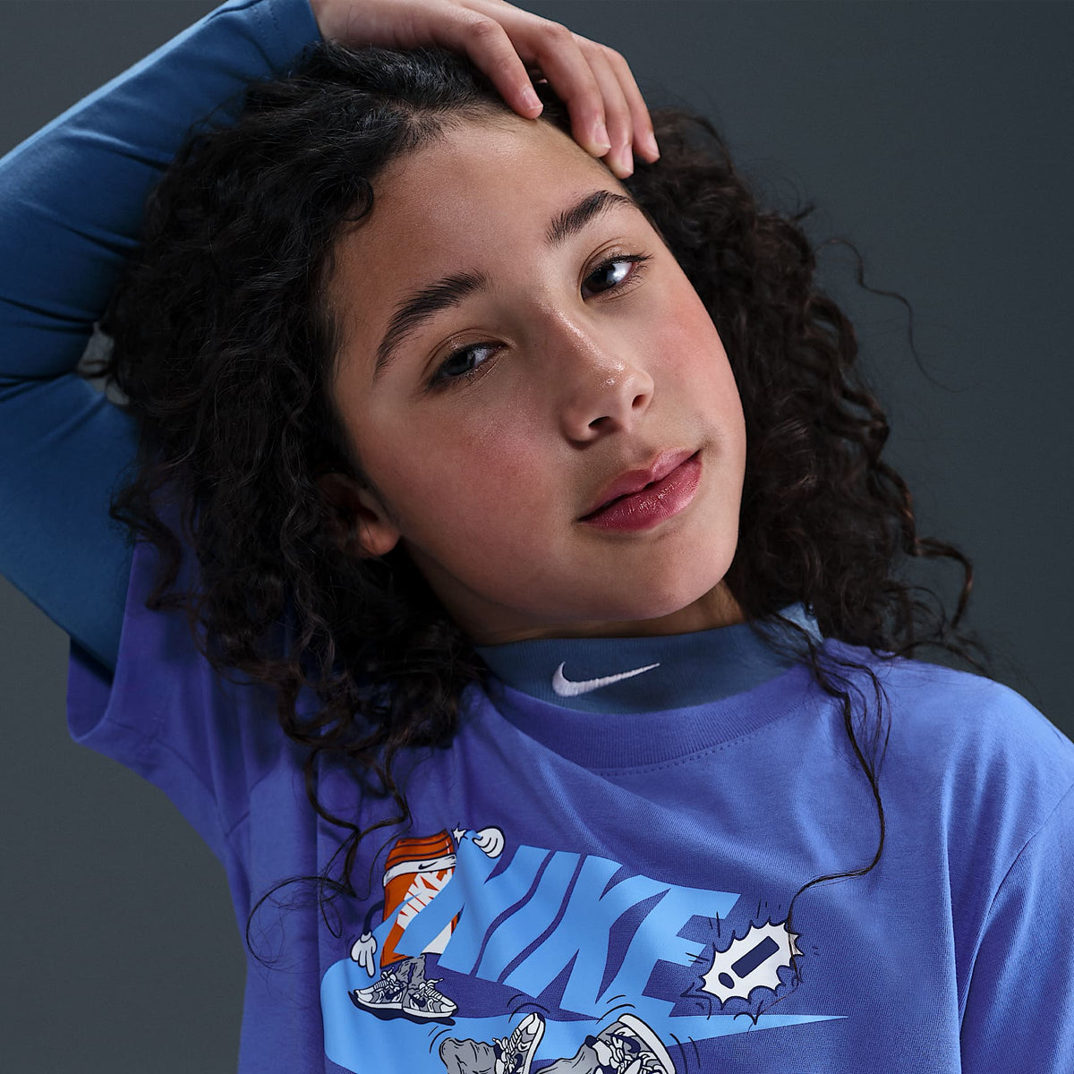 Playera para niños talla grande Nike Sportswear – Azul cometa – vista 3
