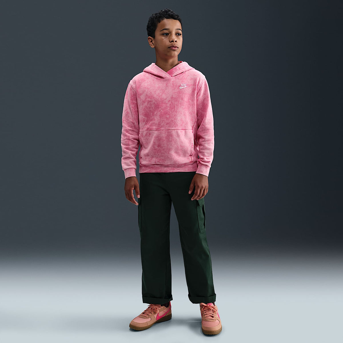 Sudadera con gorro sin cierre para niños talla grande Nike Sportswear – Rosa paleta/Blanco – vista 7