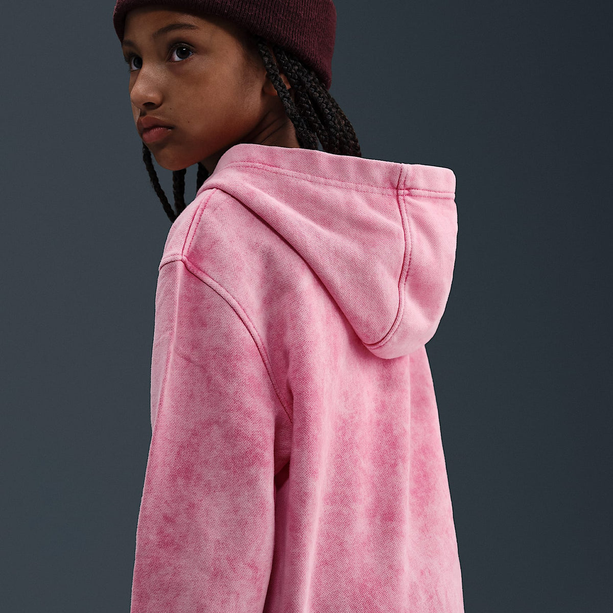 Sudadera con gorro sin cierre para niños talla grande Nike Sportswear – Rosa paleta/Blanco – vista 4