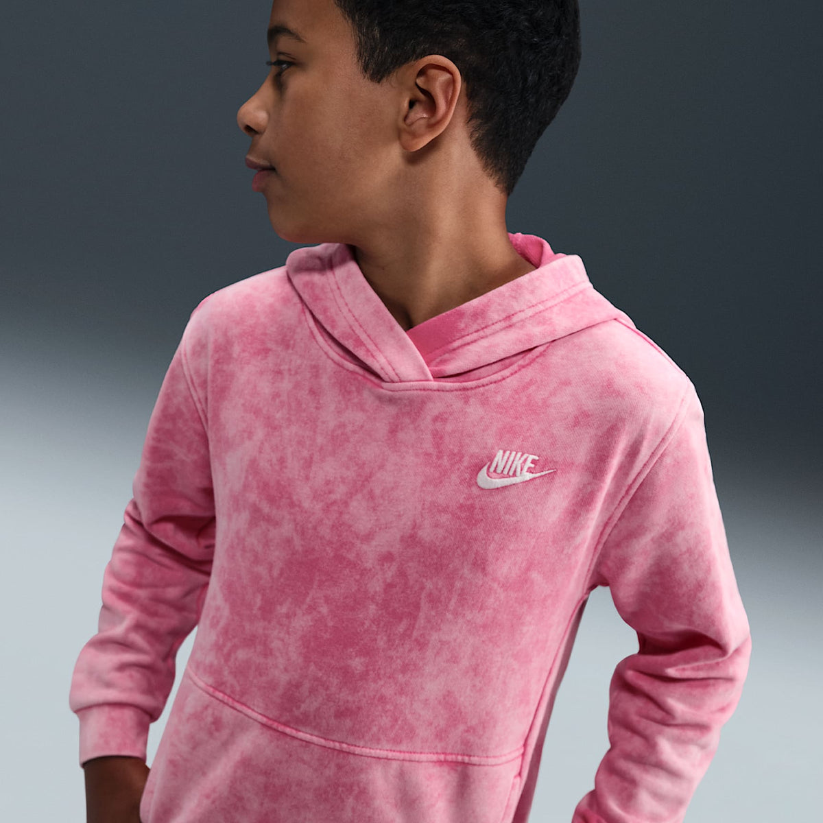 Sudadera con gorro sin cierre para niños talla grande Nike Sportswear – Rosa paleta/Blanco – vista 3