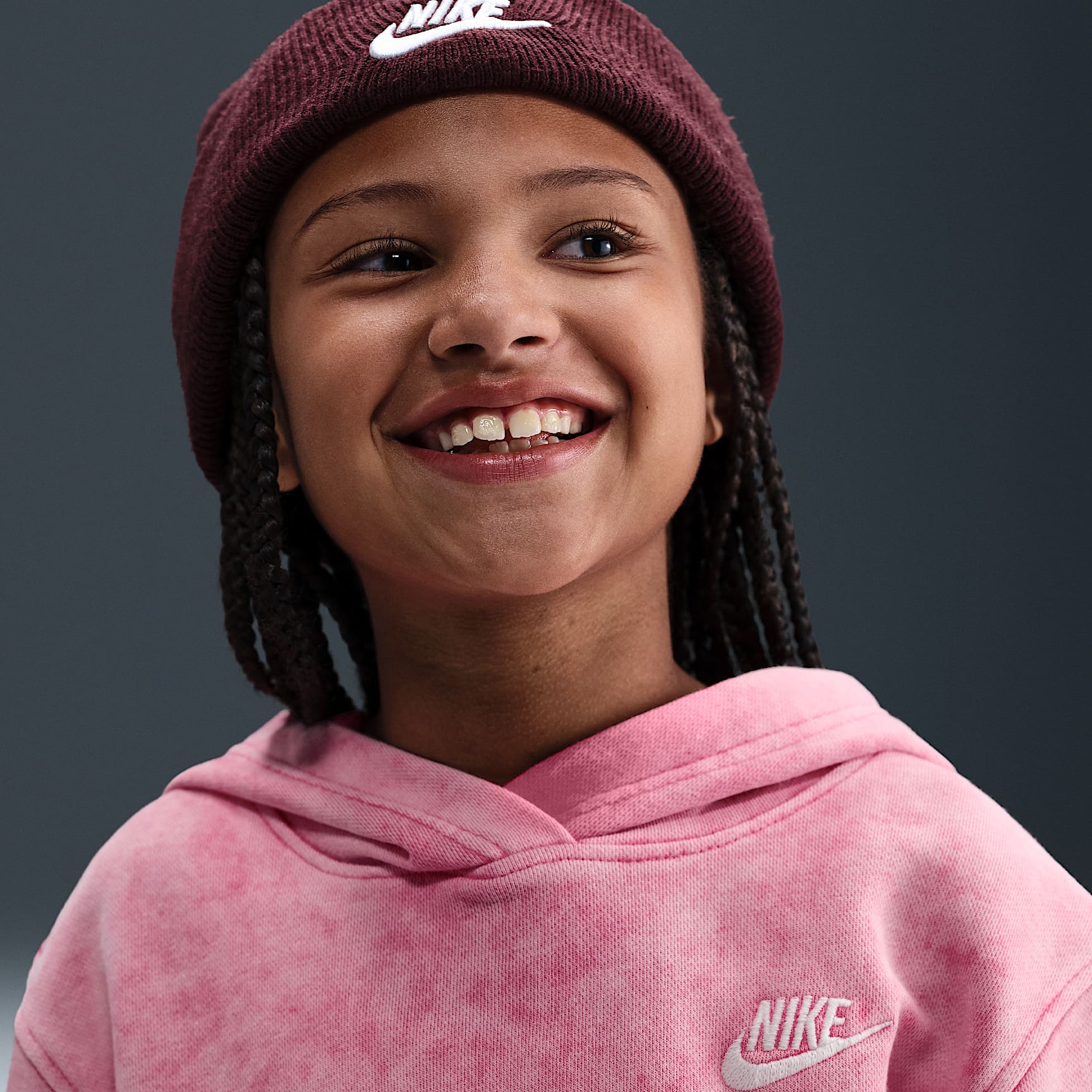Sudadera con gorro sin cierre para niños talla grande Nike Sportswear – Rosa paleta/Blanco – vista 2