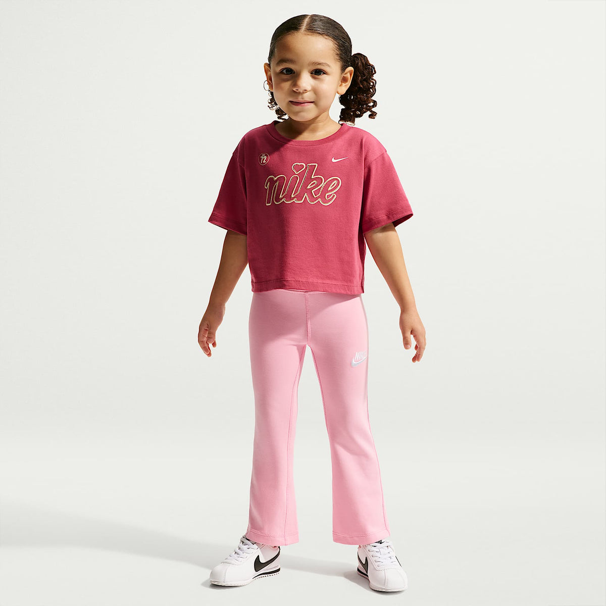 Leggings acampanados Dri-FIT infantiles Nike – Rosa – vista 1