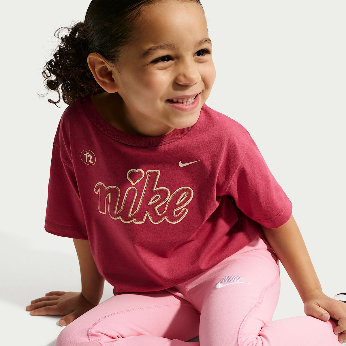Leggings acampanados Dri-FIT infantiles Nike – Rosa – vista 4