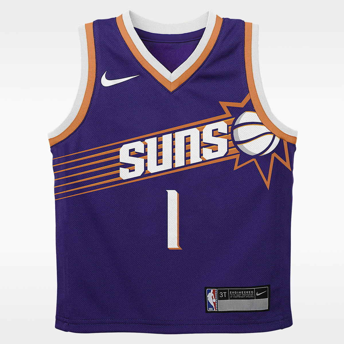Jersey Nike NBA Swingman para niños talla pequeña Devin Booker Phoenix Suns Icon Edition – Morado – vista 1