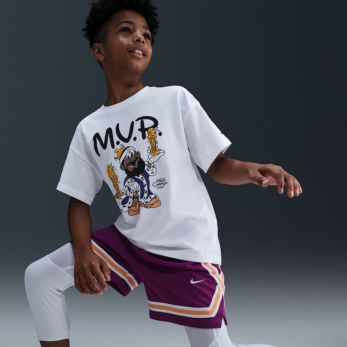 Playera de básquetbol Max90 para niños talla grande de LeBron "Bubble Boy" – Blanco – vista 3