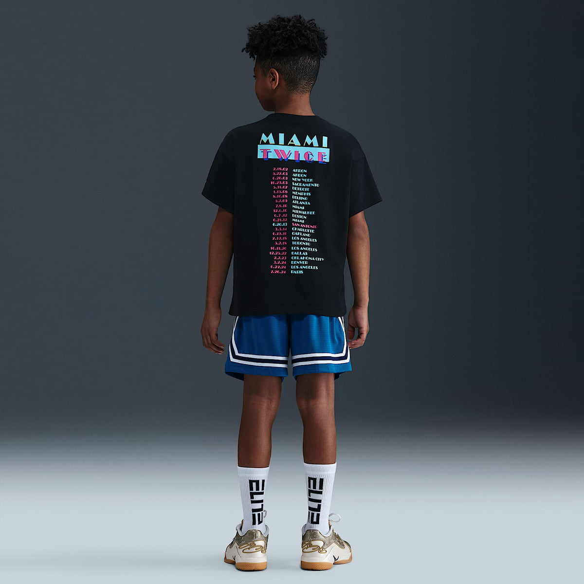 Playera de básquetbol Max90 para niños talla grande de LeBron "Miami Twice" – Negro – vista 5
