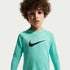 Conjunto de playera de manga larga y short para niño talla pequeña Nike Swim – Azul verdoso/Negro – vista 2