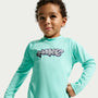 Conjunto de playera de manga larga y short para niño talla pequeña Nike Swim – Turquesa desteñido – vista 2
