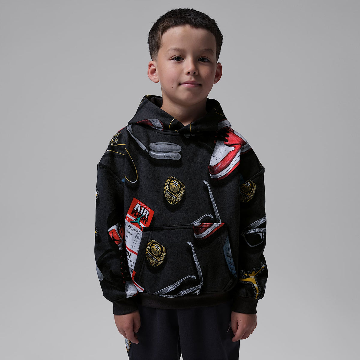 Sudadera con gorro sin cierre Mike's Flight Kit para niños talla pequeña Jordan – Sombrío apagado – vista 1