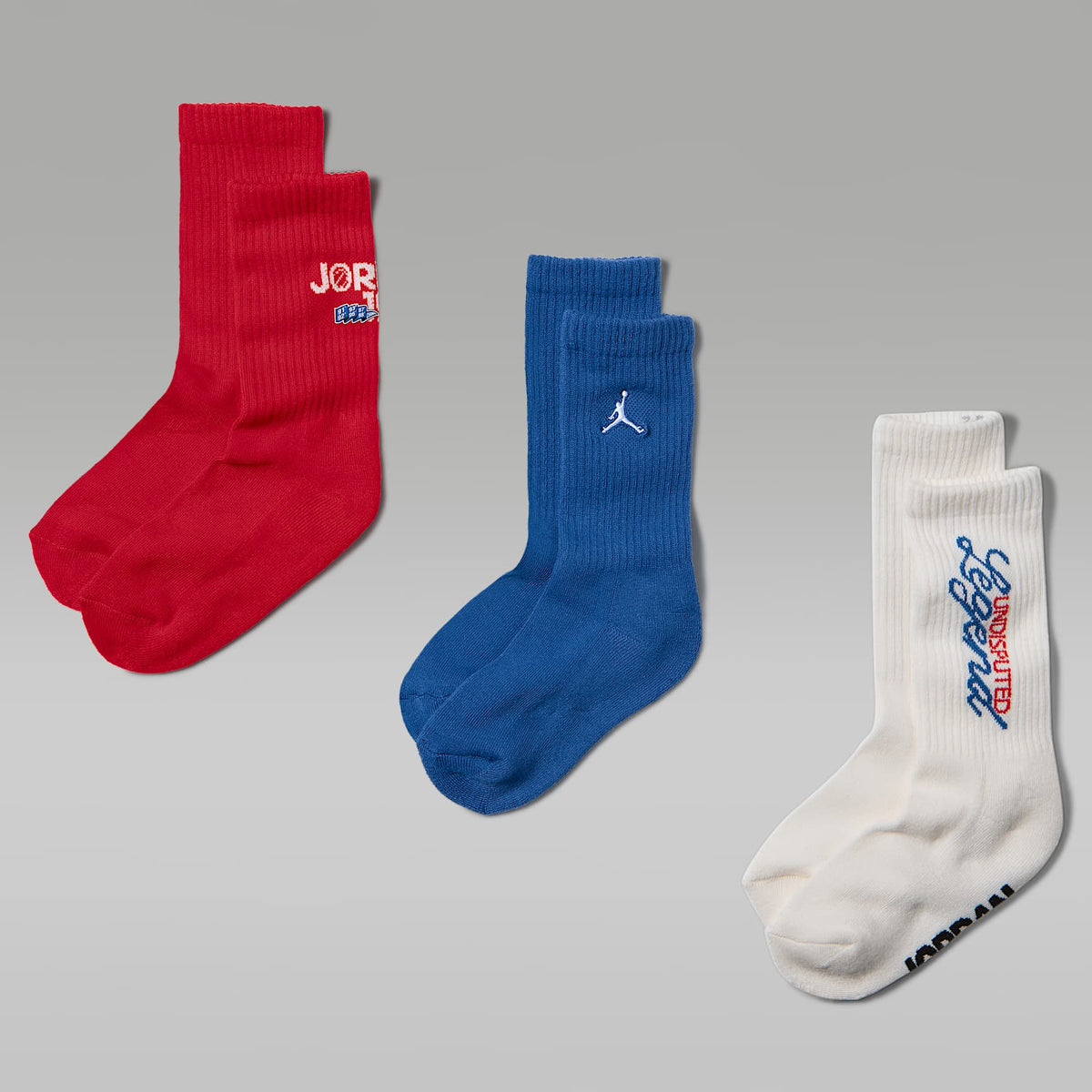 Calcetas Americana para niños (3 pares) Jordan – Rojo universitario – vista 1