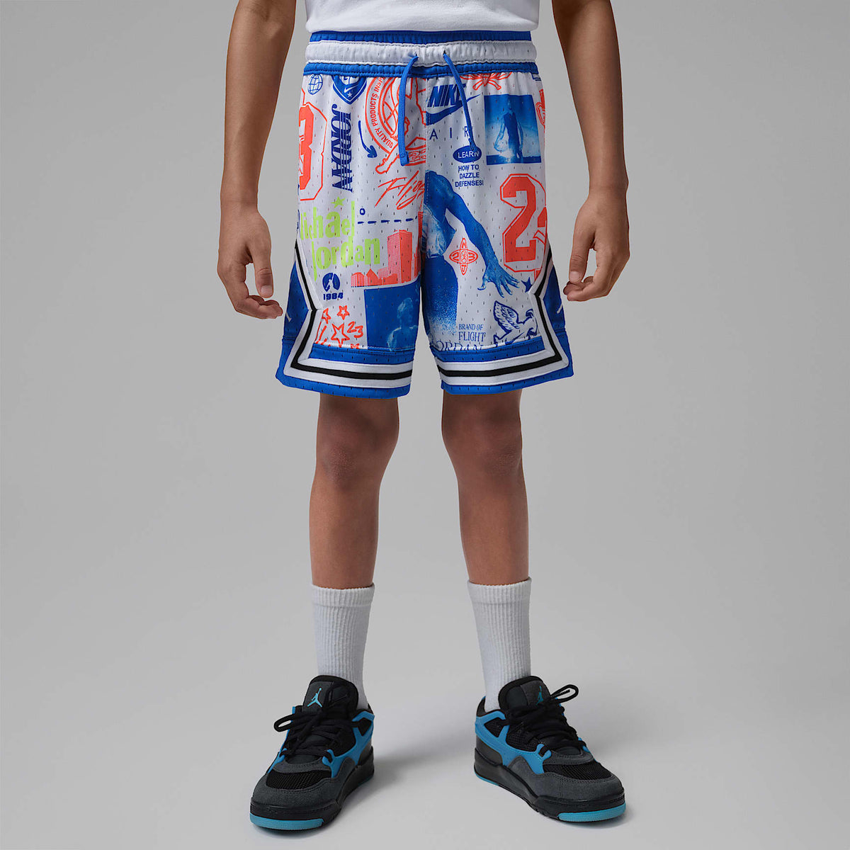 Shorts deportivos Dri-FIT estampados con diseño de diamante para niños talla pequeña Jordan – Royal juego – vista 1