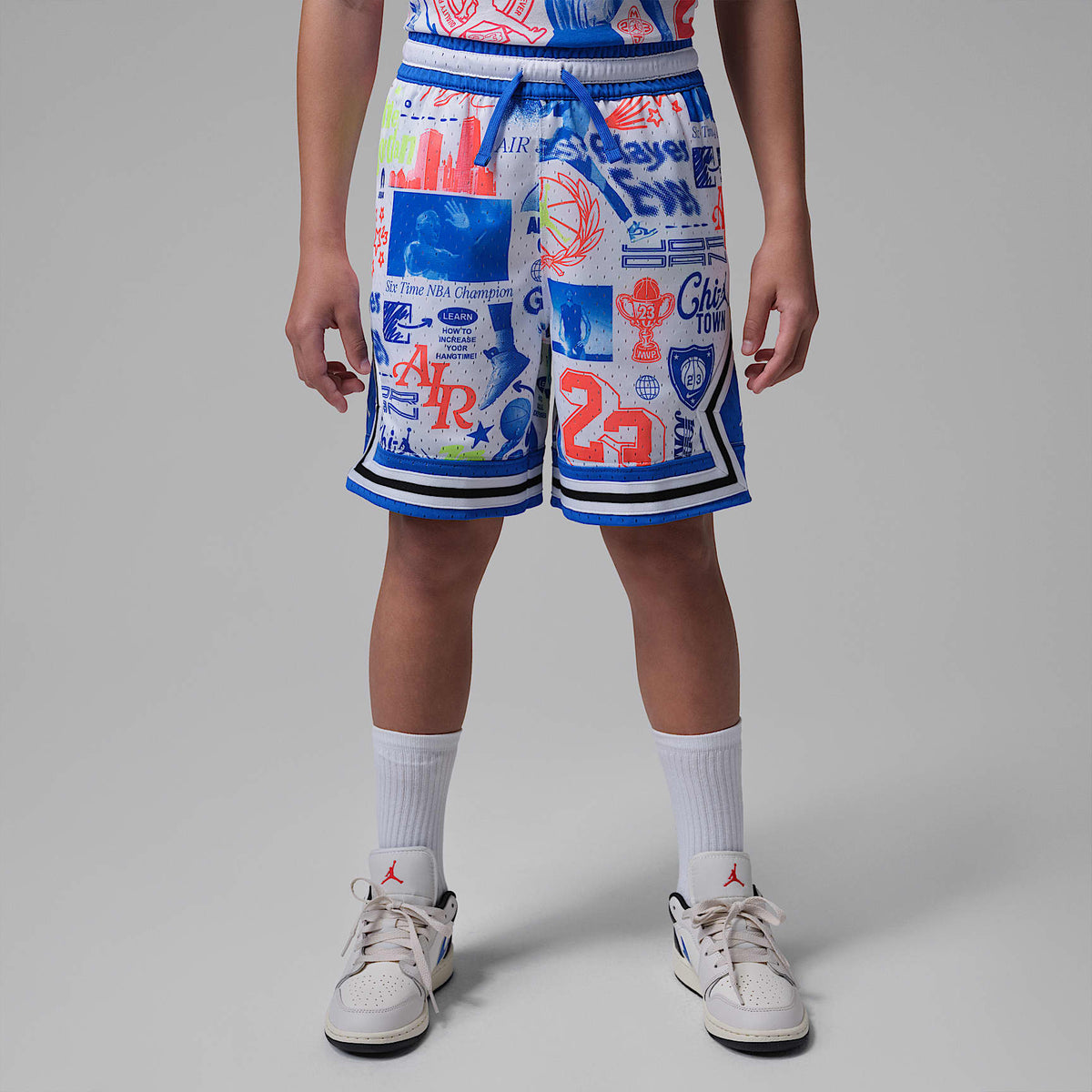 Shorts deportivos Dri-FIT con estampado con diseño de diamante para niños talla grande Jordan – Royal juego – vista 1