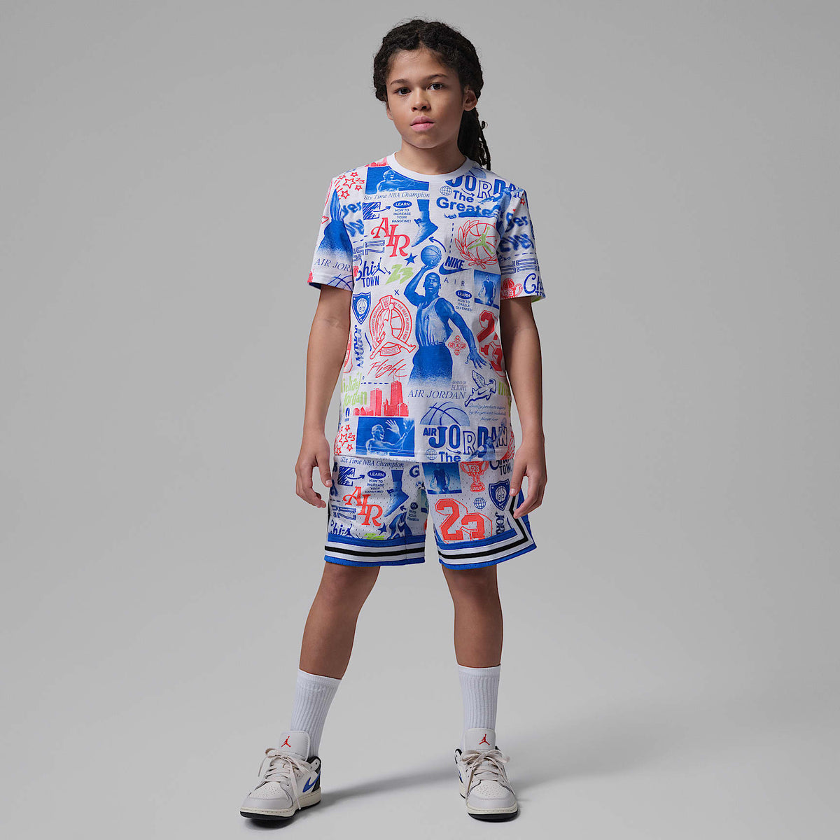 Shorts deportivos Dri-FIT con estampado con diseño de diamante para niños talla grande Jordan – Royal juego – vista 6