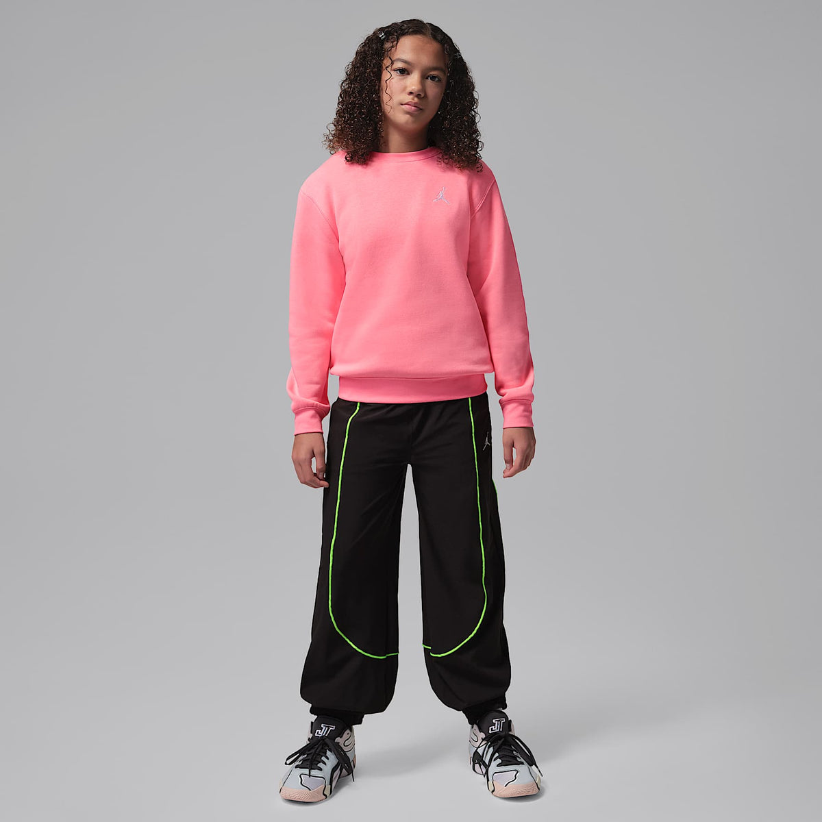 Sudadera cuello redondo para niños talla grande Jordan Brooklyn Fleece – Rosa – vista 5