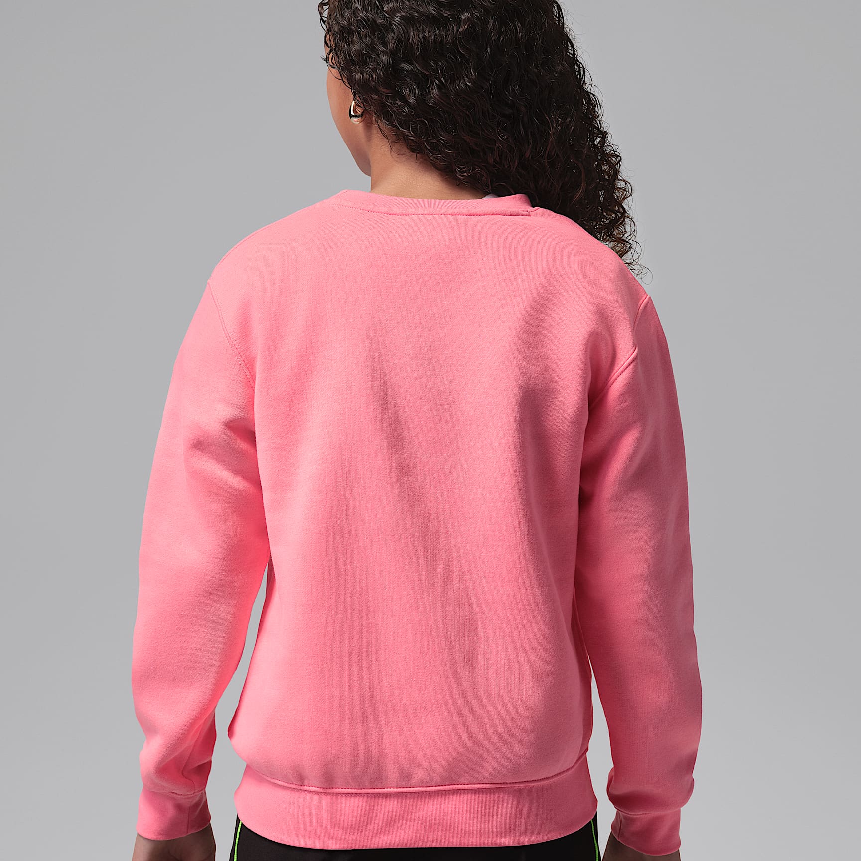 Sudadera cuello redondo para niños talla grande Jordan Brooklyn Fleece – Rosa – vista 2