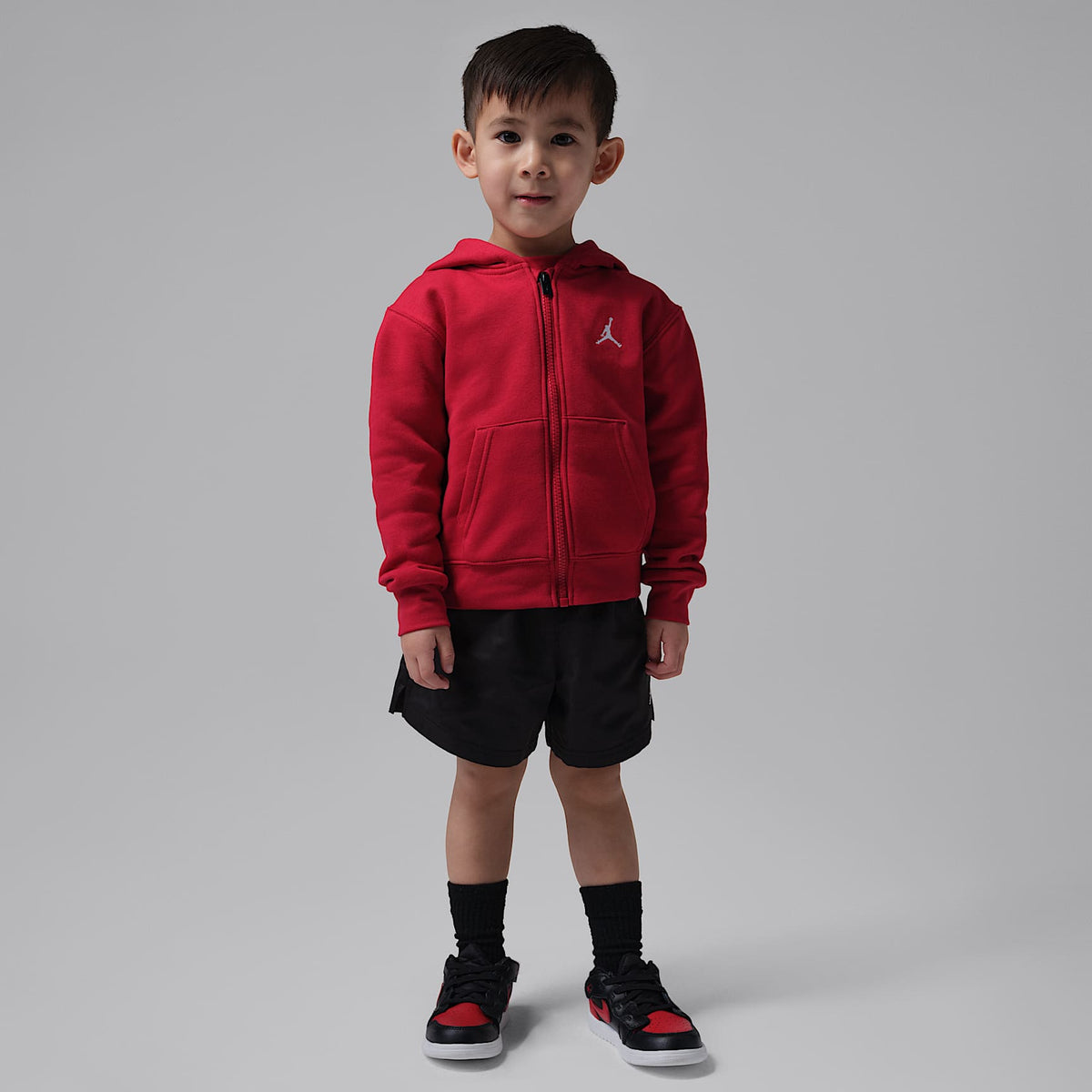 Sudadera con gorro de cierre completo infantil Jordan Brooklyn Fleece – Rojo – vista 7