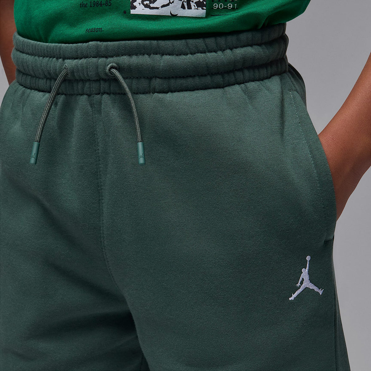 Pants Jordan Brooklyn Fleece para niños talla grande – Verde medianoche – vista 3